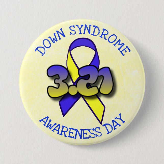 Down Syndrome Awareness Day 3.21 Ribbon Button (Front)