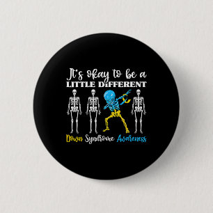 Down Syndrome Awareness Day Dabbing Kid Skeleton  Button