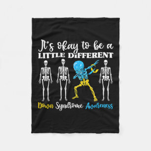 Down Syndrome Awareness Day Dabbing Kid Skeleton  Fleece Blanket