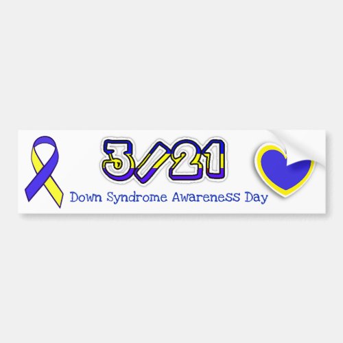 Down Syndrome Awareness Day Ribbon 321 Bumper Bumper Sticker