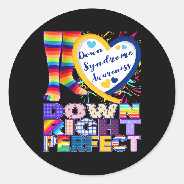 Down Syndrome Awareness Day Rock Your Socks T21  Classic Round Sticker (Front)