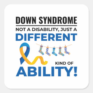 Down Syndrome Awareness Different Ability Square Sticker