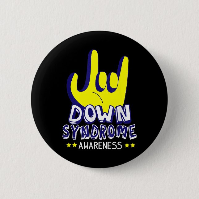 Down Syndrome Awareness I Love You ASL Hand Sign  Button (Front)