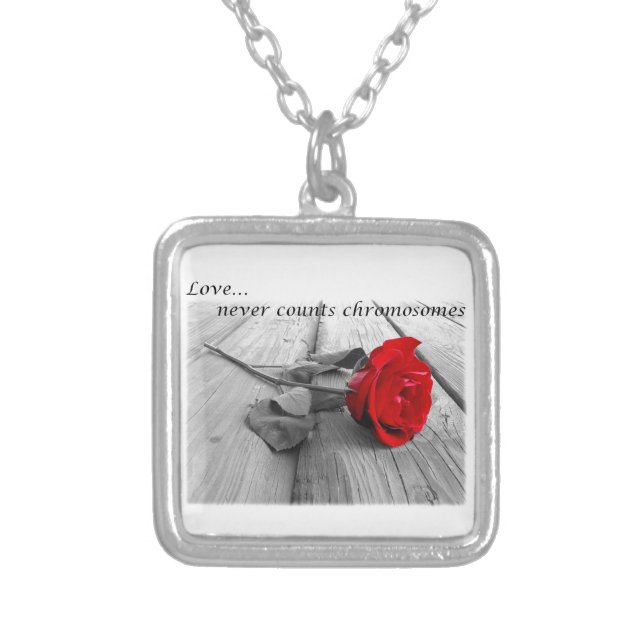Down syndrome awareness items silver plated necklace (Front)