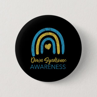 Down Syndrome Awareness Month Retro Rainbow T21  Button