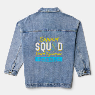 Down Syndrome Awareness Month Ribbon Support Squad Denim Jacket