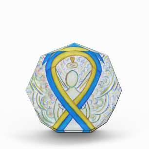 Down Syndrome Awareness Ribbon Angel Paperweight Acrylic Award