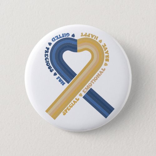 Down Syndrome Awareness Ribbon Be Kind Support  Button