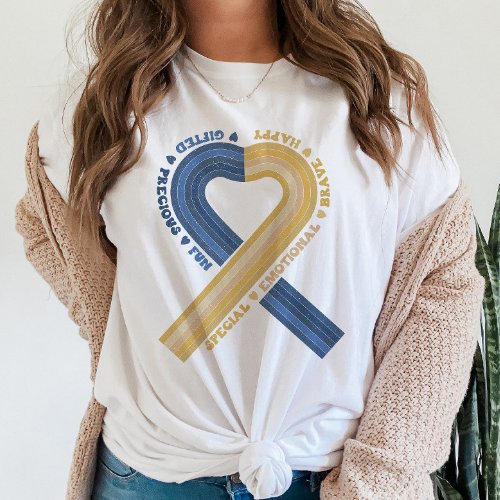 Down Syndrome Awareness Ribbon Be Kind Support T_Shirt