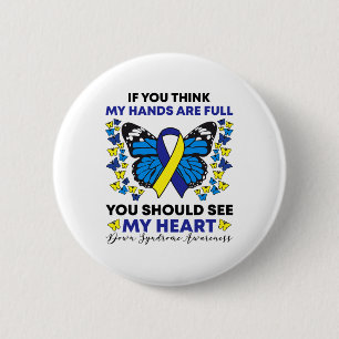 Down Syndrome Awareness Ribbon Butterfly Mom Sped Button