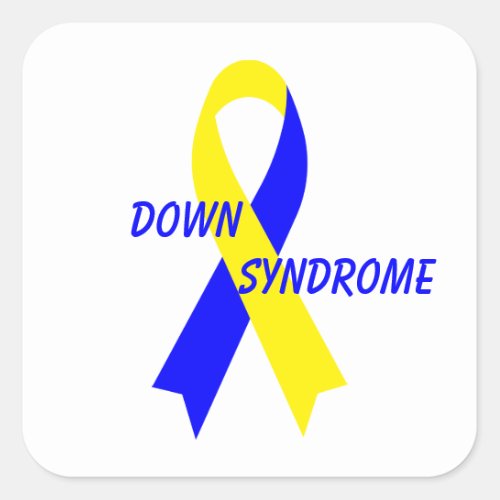 Down Syndrome Awareness Ribbon by Janz YellowBlue Square Sticker