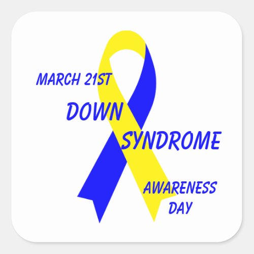 Down Syndrome Awareness Ribbon by Janz YellowBlue Square Sticker