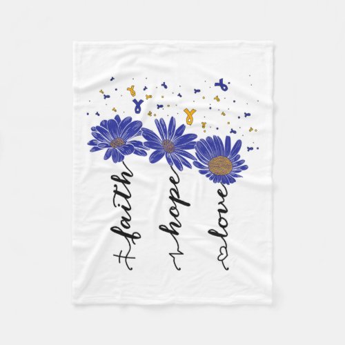 Down Syndrome Awareness Ribbon Sunflowers Faith Ho Fleece Blanket