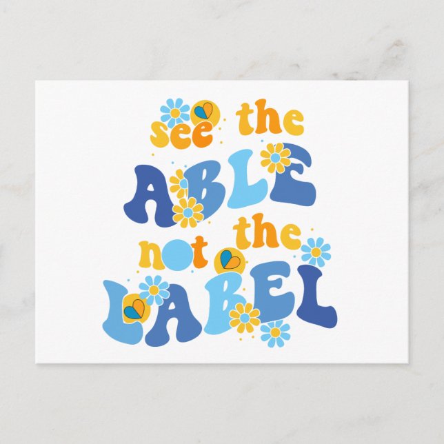 down syndrome awareness see the able not label postcard (Front)