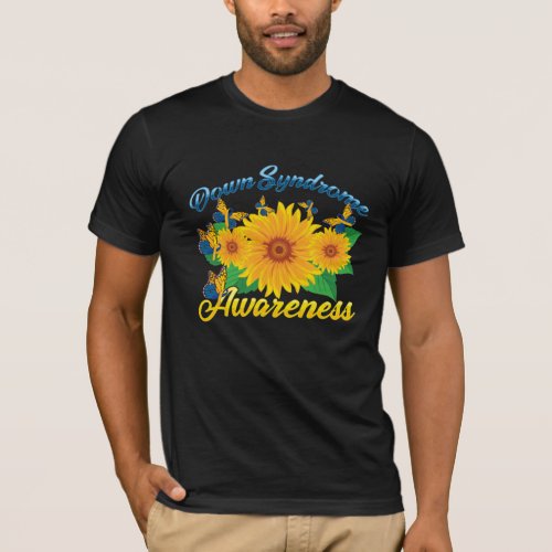 Down Syndrome Awareness Sunflower Butterfly Gift T_Shirt