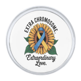Down Syndrome Awareness Sunflower Silver Finish Lapel Pin
