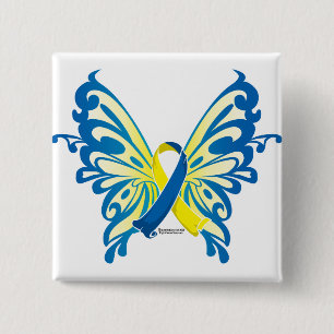 Down Syndrome Butterfly Ribbon Pinback Button