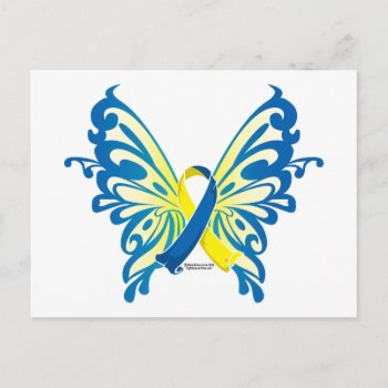 Down Syndrome Butterfly Ribbon Postcard by fightcancertees at Zazzle