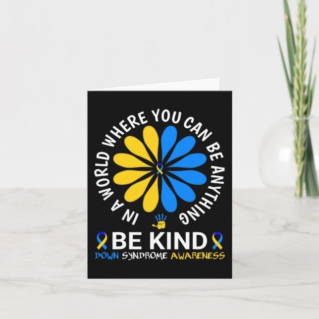 Down Syndrome Day 2024 Be Kind Down Syndrome Aware Card (Front)