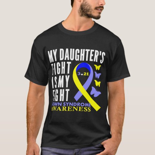 Down Syndrome Day Awareness Child Yellow Blue Ribb T_Shirt