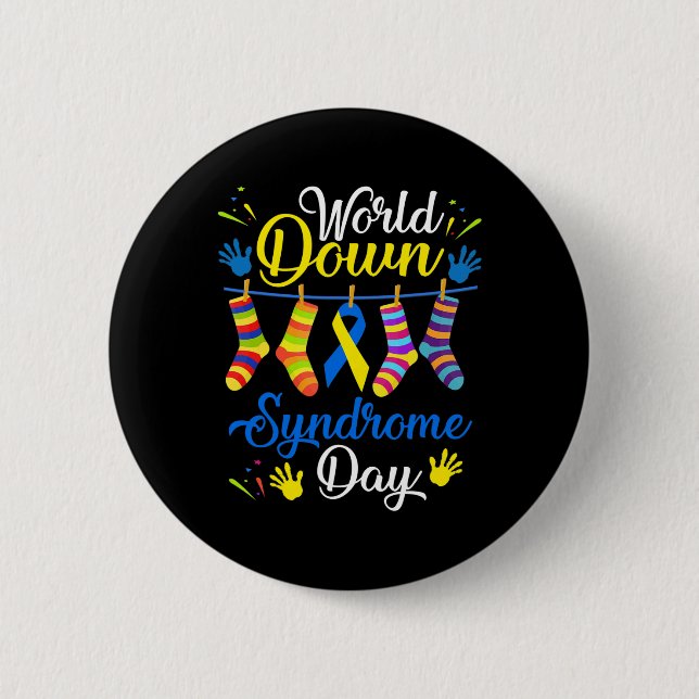 Down Syndrome Day Awareness Socks 21 March  Button (Front)