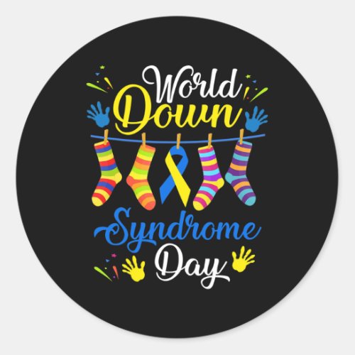 Down Syndrome Day Awareness Socks 21 March  Classic Round Sticker