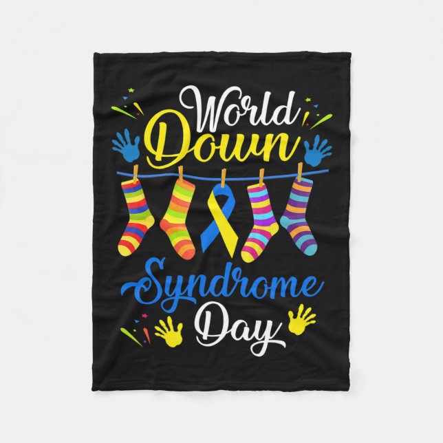Down Syndrome Day Awareness Socks 21 March  Fleece Blanket (Front)