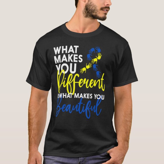 Down Syndrome Day Awareness T21 Hand Heart Butterf T-Shirt (Front)