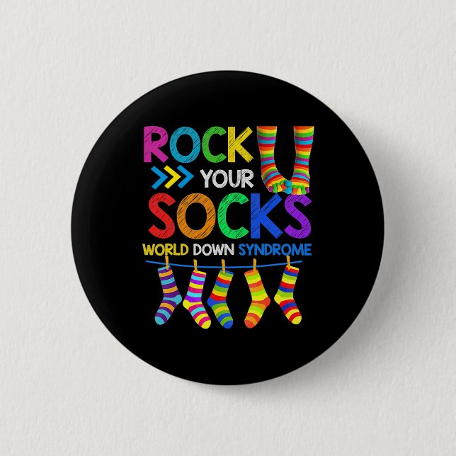 Down Syndrome Day Rock Your Socks Awareness 1  Button (Front)