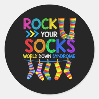 Down Syndrome Day Rock Your Socks Awareness 1  Classic Round Sticker