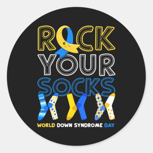 Down Syndrome Day Rock Your Socks Awareness 2  Classic Round Sticker