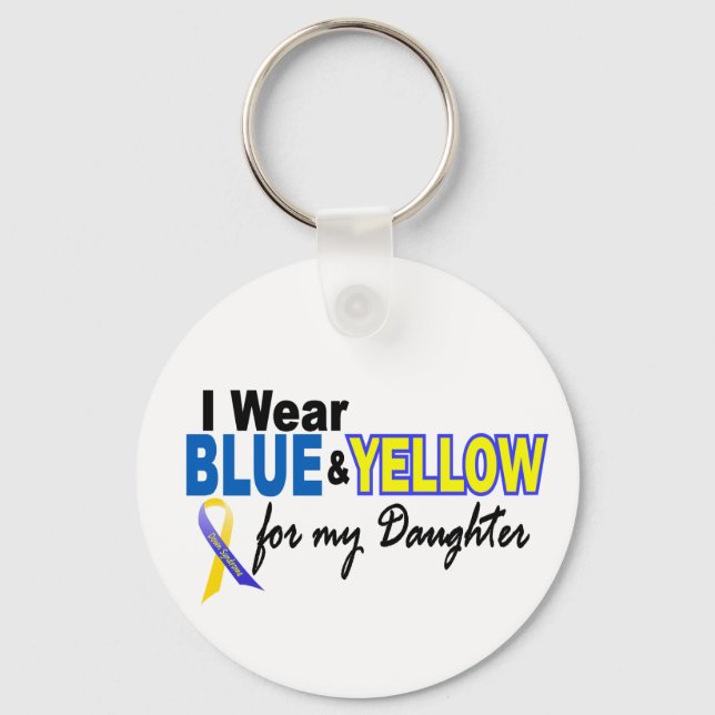 Down Syndrome I Wear Blue & Yellow For My Daughter Keychain (Front)