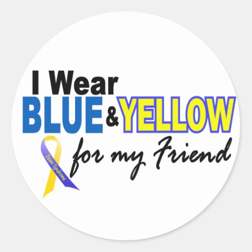 Down Syndrome I Wear Blue  Yellow For My Friend 2 Classic Round Sticker