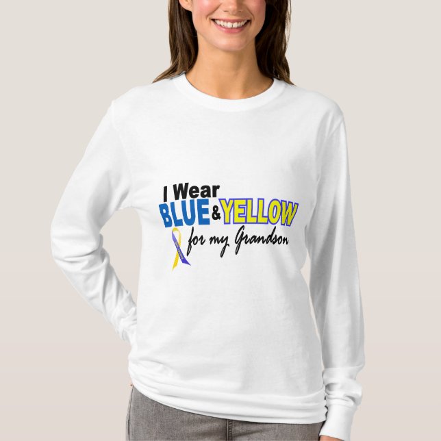 Down Syndrome I Wear Blue & Yellow For My Grandson T-Shirt (Front)