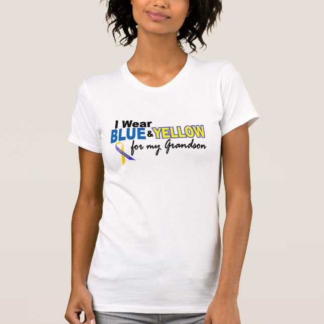 Down Syndrome I Wear Blue & Yellow For My Grandson T-Shirt (Front)