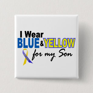 Down Syndrome I Wear Blue & Yellow For My Son 2 Pinback Button