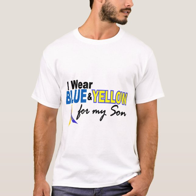 Down Syndrome I Wear Blue & Yellow For My Son 2 T-Shirt (Front)