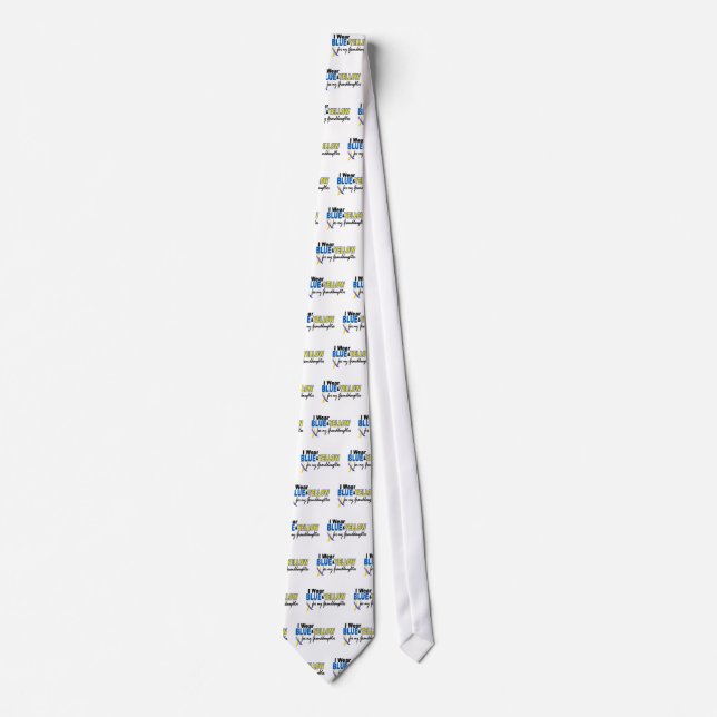 Down Syndrome I Wear Blue & Yellow Granddaughter 2 Neck Tie (Front)