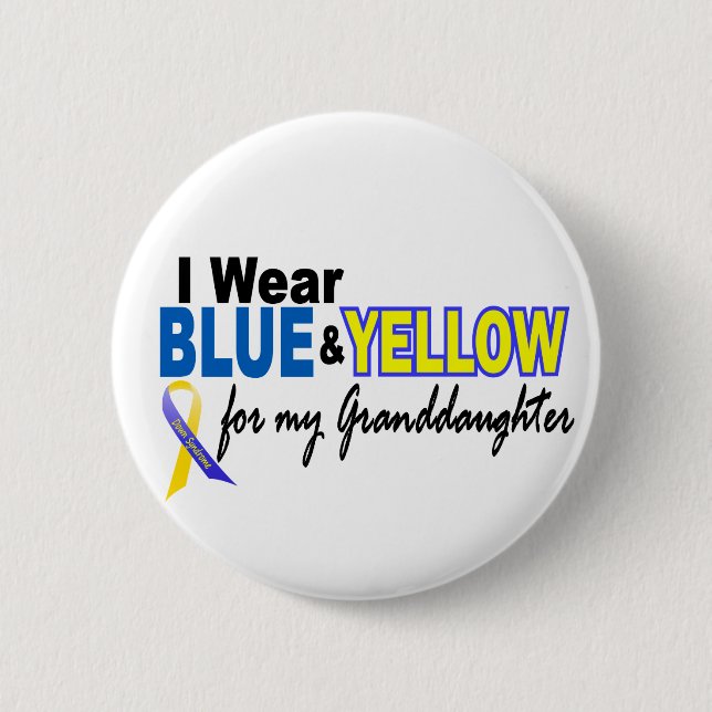 Down Syndrome I Wear Blue & Yellow Granddaughter 2 Pinback Button (Front)