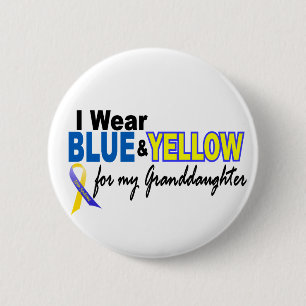 Down Syndrome I Wear Blue & Yellow Granddaughter 2 Pinback Button