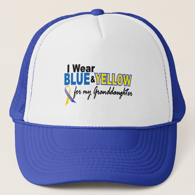 Down Syndrome I Wear Blue & Yellow Granddaughter 2 Trucker Hat (Front)
