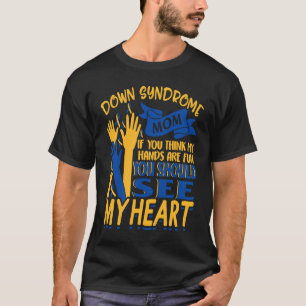 Down Syndrome Mom Awareness Love Yellow Blue Ribbo T-Shirt