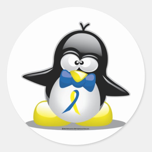 Down Syndrome Penguin Classic Round Sticker