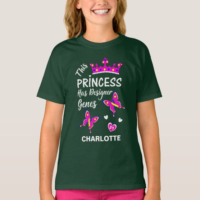 Down Syndrome Princess Cute Personalized T-Shirt (Front)