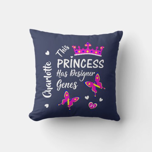 Down Syndrome Princess Cute Personalized Throw Pillow
