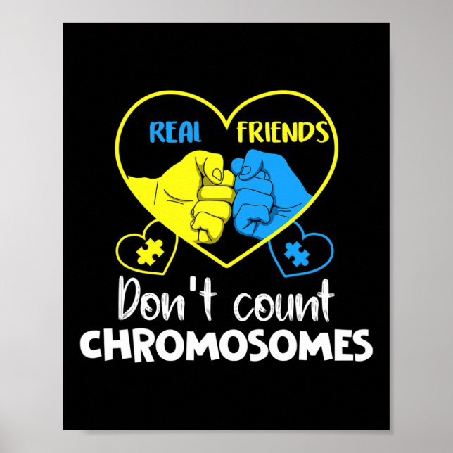 Down Syndrome Real Friends Don't Count Chromosomes Poster (Front)