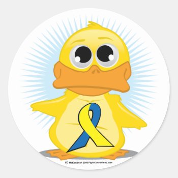Down Syndrome Ribbon Duck Classic Round Sticker by fightcancertees at Zazzle