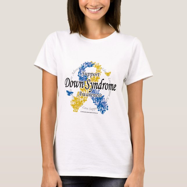 Down Syndrome Ribbon of Butterflies 2 T-Shirt (Front)