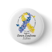 Down Syndrome Ribbon of Butterflies Button