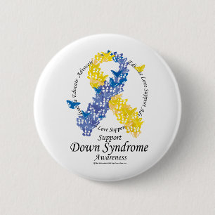 Down Syndrome Ribbon of Butterflies Button